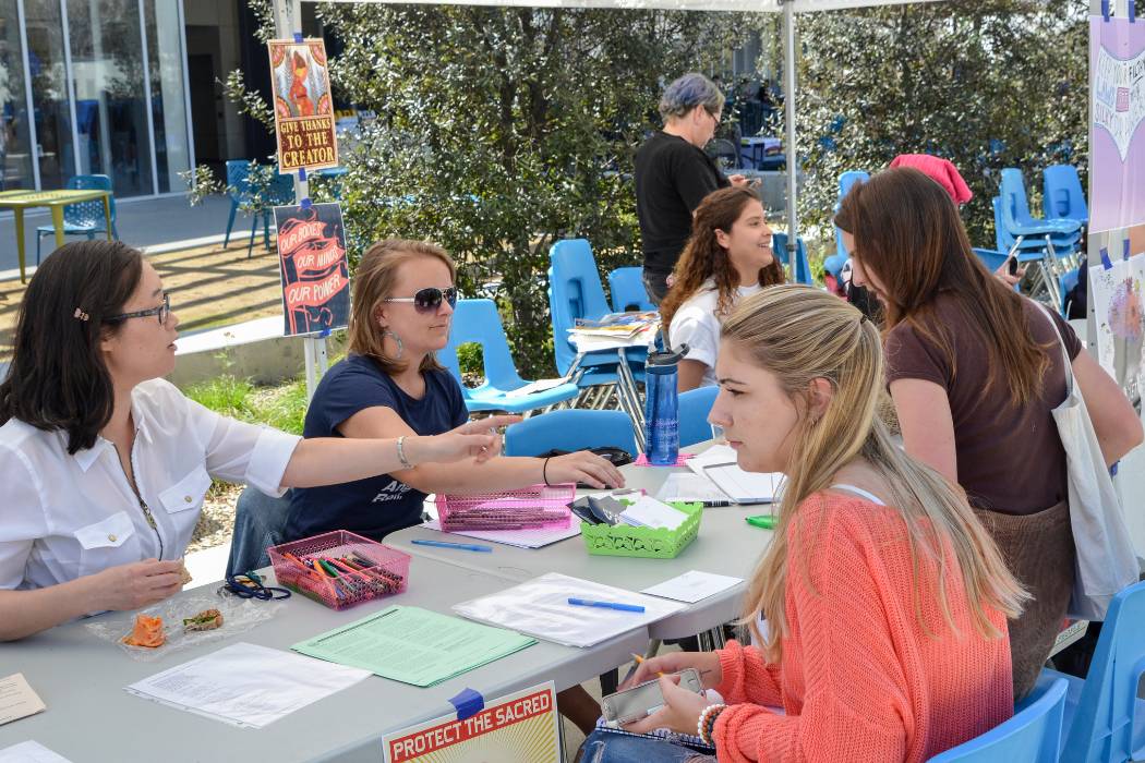 San Diego Mesa College’s Women’s Studies Advisory Committee, Women in Science Club and Women’s Alliance Club held a “Get Your Voice Heard” action booth event as part of the March Women’s History Month Events on March 14 in the Mesa Commons Quad.