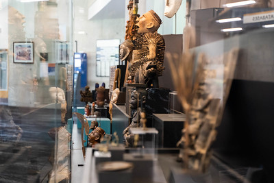 historical artifacts in glass display