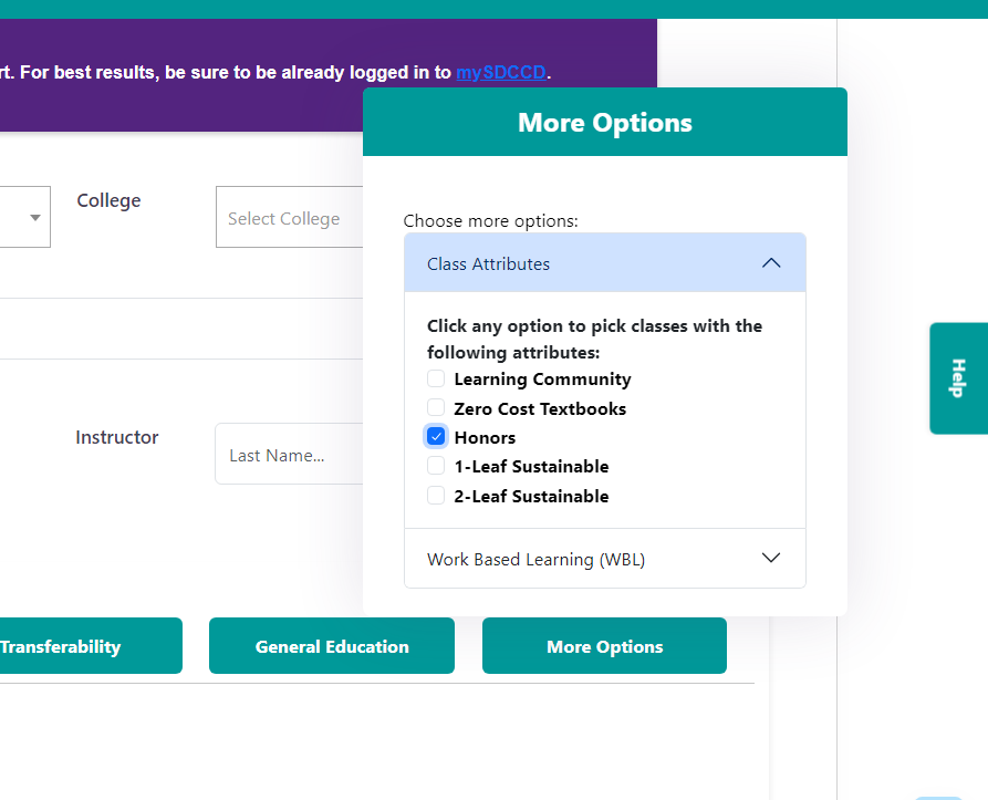 Image of the "class Atrributes" options under the "More Options" tab.